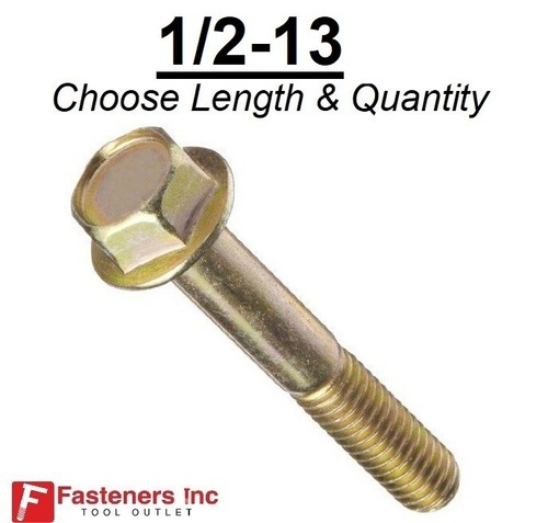 1/2-13 Grade 8 Flange Frame Bolt Yellow Zinc Plated (All Sizes & Qty's) 1/2" - Picture 108 of 171