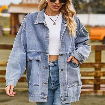 Light Blue Women's Long Blue Jean Jackets Women Jean Jacket