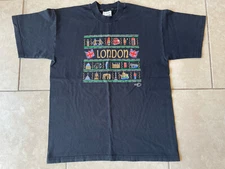 Vintage 90s Graphic T-Shirt Size Medium London England VTG Destination Tee