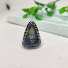 Labradorite Gemstone Ring 925 Sterling Silver Statement Beautiful Girls Ring