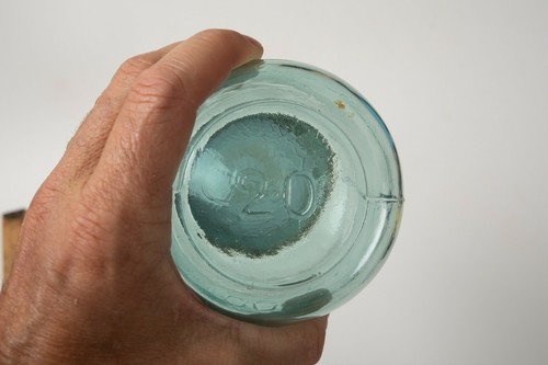 Mason Jar Clear Aqua Quart (P2R-3) w/Glass Lined Zinc Lid Pat Nov 30 1858 20 - Picture 7 of 12