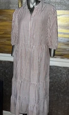 Max Studio Bohemian Design Striped Midi Dress MSRP $168 Size XL New