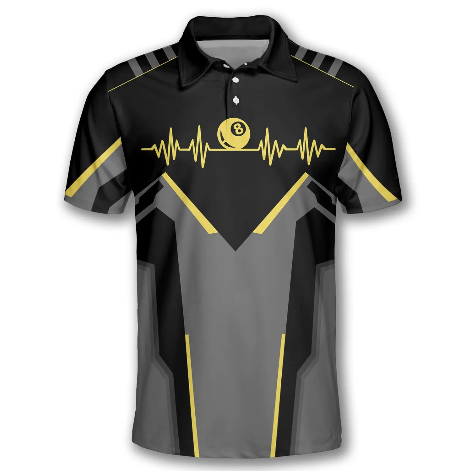Customizable 8 Ball and Bowling Graphic Polo Shirts - Personalized Sportswear