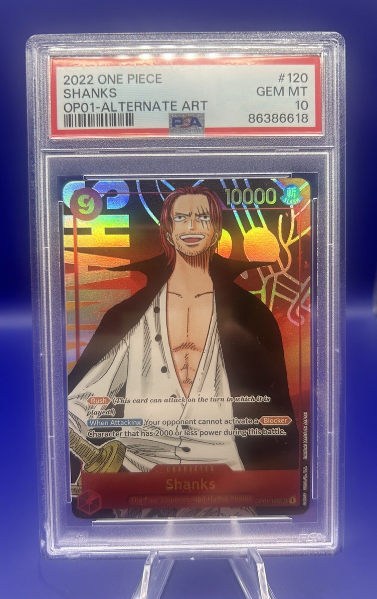 PSA 10 GEM MINT Shanks SEC PAR Alt Art OP01–120 One Piece