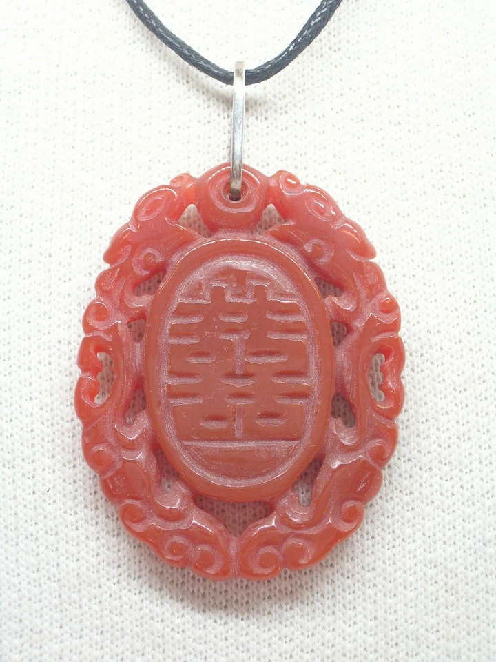 Ciondolo in ARGENTO 925 con Agata Corniola naturale incisa- pendente Pietra Dura - Immagine 2 di 4