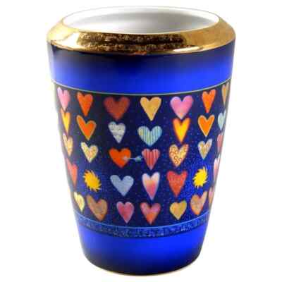 New GOEBEL - LOVE HEARTS Blue Vase by Mara in Original Box, BX26-127016, NIB