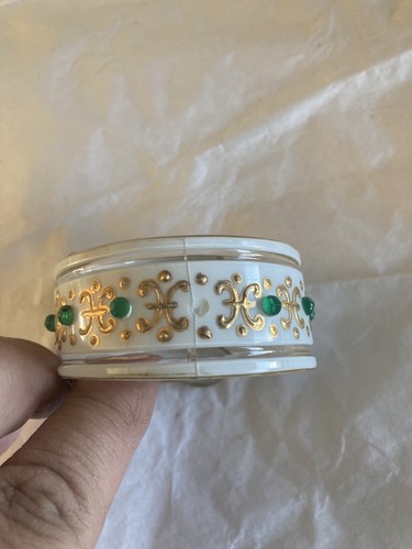 Antique Very Fancy Painted SAKBRUNN? Napkin Ring Jeweled Glass RARE - Picture 5 of 12