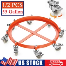 1/2 Pcs Drum Dolly 55 Gallon Heavy Duty Steel Frame 2000lbs Barrel Cart w/ Brake