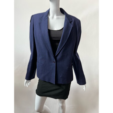 Harve Bernard Womens Suit Jacket Blue Wool Pockets Button Notch Lapel USA 12