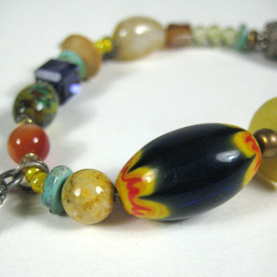 Pulsera con dije de araña 10 pulgadas metal vidrio cerámica piedra joyería declaración SIN CIERRE Foto 4 de 4