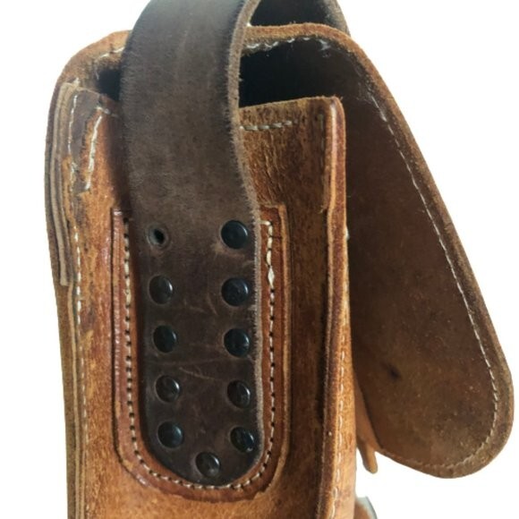 Vintage 70s distressed rectangular shaped brown l… - image 11