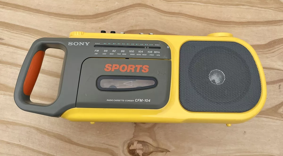 Vintage Sony Sports CFM-104 AM/FM Yellow Cassette Player Radio Read  Description