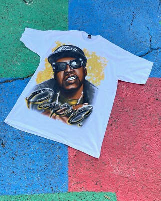 VTG Early 2000s Pimp C Houston Texas UGK Rap Tee Gold Graphic Hip