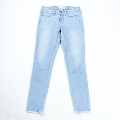 Frame Denim Le Skinny Jean Crop Frayed Hem 5-pocket Ankle Jeans Light Blue  25