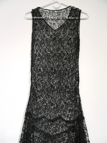 ANTIQUE VINTAGE DRESS 1920S T0 1930S ALL LACE BLACK GOWN DECO SIZE S TO M F8 - Picture 2 of 19