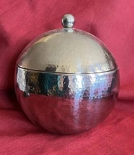 Roland Style Hammered Round Ice Bucket Stainless Steel Lidded Champagne Bucket