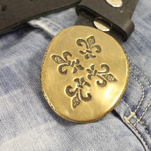 Gürtelschnalle Lilie Buckle Ornament Fleur de Lis altmessing 4 cm Wechselgürtel - Picture 8 of 11