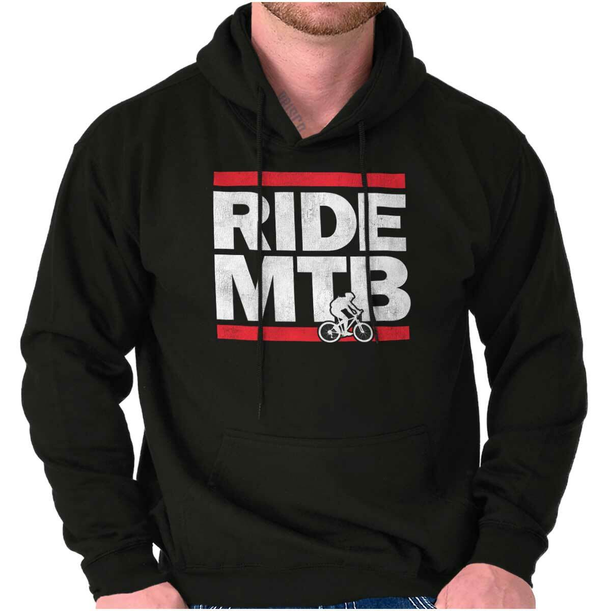Cool Vintage Distressed Ride Mountain Bikes Hoodie Hooded Sweatshirt Men Women