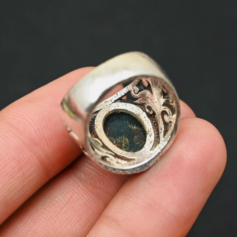 Anillo de plata esterlina 925 con piedra de sangre para hombre hecho a mano-anillo de declaración todas las tallas-BJ80 Foto 3 de 3