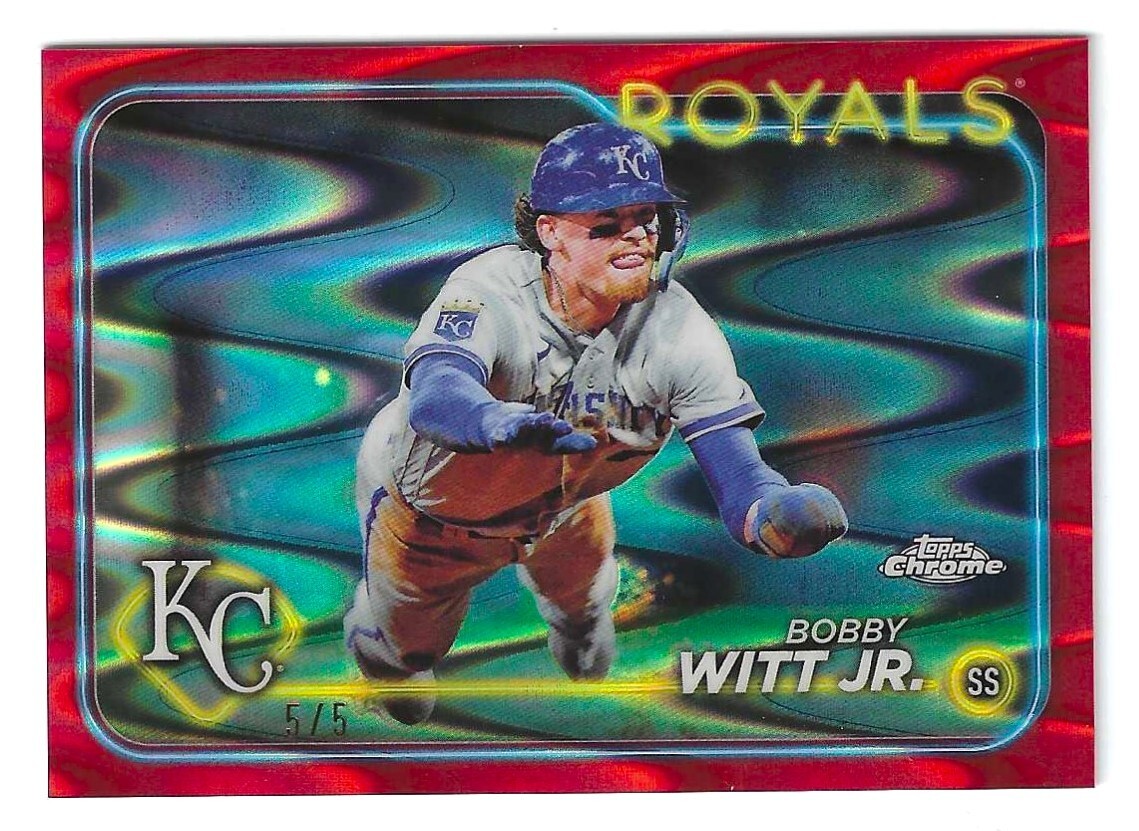 2024 topps chrome # 120 bobby witt jr red wave refractor 5/5