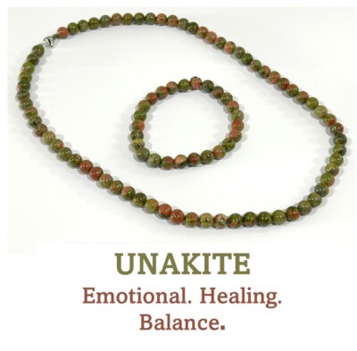 Unakit Halskette Armband Kristall Heilstein Chakra Emotionale Heilung