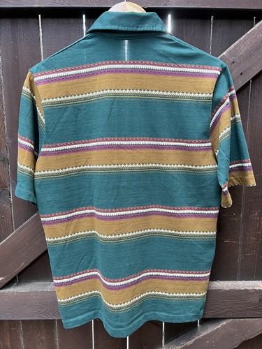 Vintage 1980s Hang Ten Knitted Green Polo Shirt Mens Medium 21x27 - Picture 11 of 12