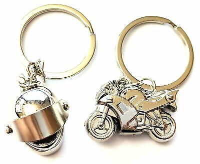 Chrome Motorcycle Helmet Keychain Automotive Part Car Gift Key Chain Ring
