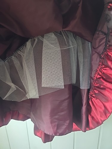 My Best Kid Girls Burgundy Formal Dress 12 Taffeta Embroidery Sleeveless Rosette - Picture 4 of 7