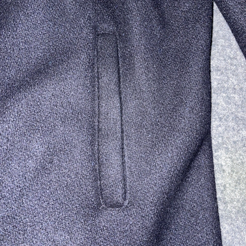 复古 Cooper 豌豆大衣双排扣 100% 羊毛海军蓝红色衬里男女通用 40 码 — 第 2/4 张图片