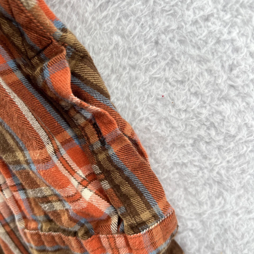 Camisa Timberland Grande Para Hombre Naranja A Cuadros Abotonada Top Manga Larga Franela Cabina Foto 4 de 4