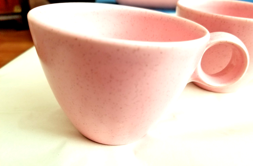 Vintage Vernon Kiln Speckled Pink Pattern Coffee/Tea Cups - 2 Pcs. - Picture 6 of 7