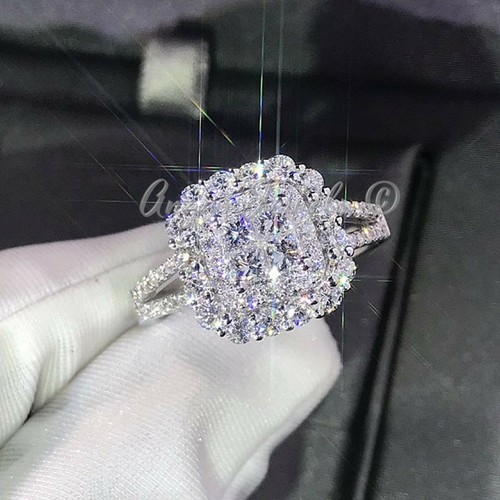 1.50Ct Princess Cut Moissanite Ring 💍–VS1 F-G – Solid 14K White Gold Engagement - Picture 2 of 7