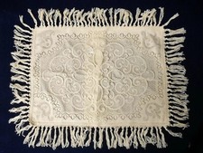 Standard Ivory Cotton Blend Lace Pillow Sham Victorian Style Knotted Fringe