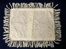 Standard Ivory Cotton Blend Lace Pillow Sham Victorian Style Knotted Fringe 