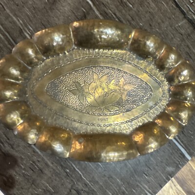 Antique Handmade Copper Family Tray