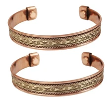2 Pack Pure Copper Magnetic Bracelet Arthritis Pain Energy Therapy Cuff  Eyes