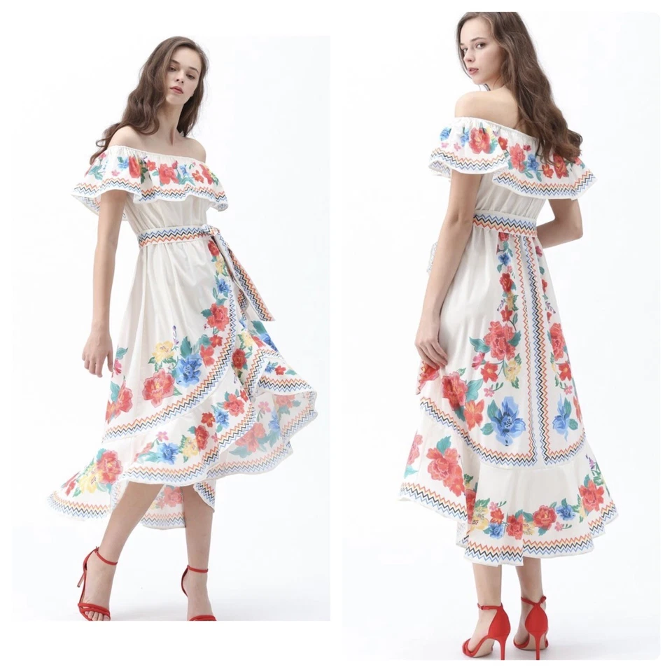Vestido Cascada Asimétrico Floral Flying Tomatoes You’ll See Talla S Foto 2 de 4