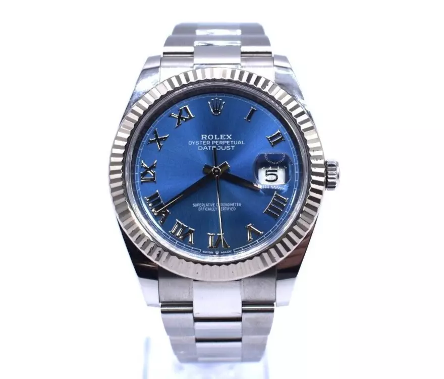 Rolex Datejust 41mm Fluted With Azzurro Blue Roman Numerals Dial Watch - 126334 Rolex Datejust 41mm Fluted With Azzurro Blue Roman Numerals Dial Watch - 126334