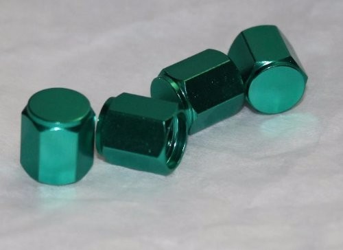 Anodized Aluminum Alloy Valve Stem Cap 4 pack Set GREEN Hex Dress Up Kit NEW - Picture 1 of 1