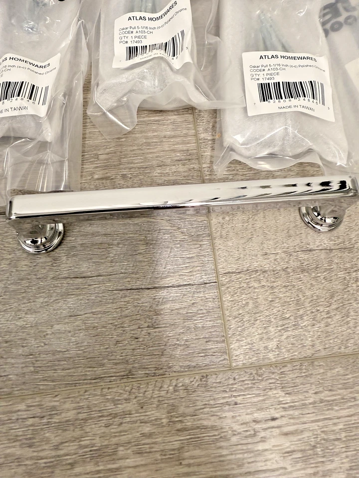17x Atlas Homewares Oskar Cabinet Pulls 5-1/16″ Polished Chrome A103-CH—New - Image 3 of 4