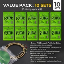 10 Sets Orphee TX620 6pcs/Set Acoustic Guitar Strings Extra Light Tension M6R0