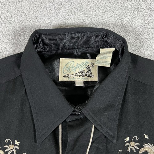 Roper Shirt Men L Pearl Snap Western Embroidery Roses Rodeo Cowboy Smile Pockets - Picture 4 of 13