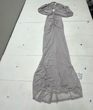 Asos Design Gray Mesh Extreme Ruched Maxi Open Back Dress Women's Size 4 NEW