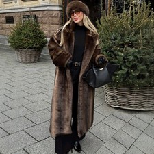 Womens Long Faux Fur Coat Full Length Fluffy Thick Warm Winter Luxury Fur Outer