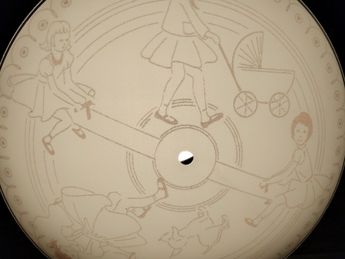 VINTAGE 1950s NURSERY CHILDRENS ROOM MCM ROUND GLASS CEILING LIGHT FIXTURE SHADE - Picture 6 of 24
