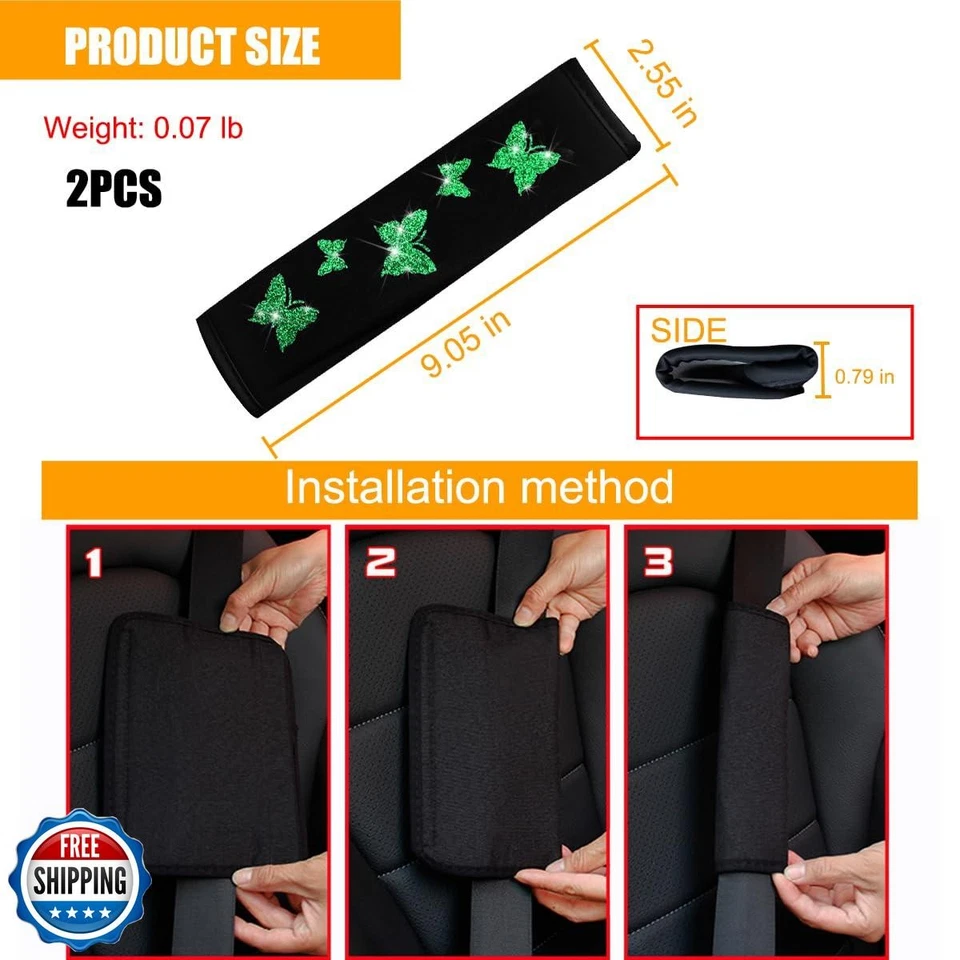 KHGUZ 2 PIEZAS Fundas para Cinturón de Seguridad de Coche, Almohadilla Cojín para Cinturón de Seguridad de Vehículo de Fibra de Poliéster Foto 2 de 4