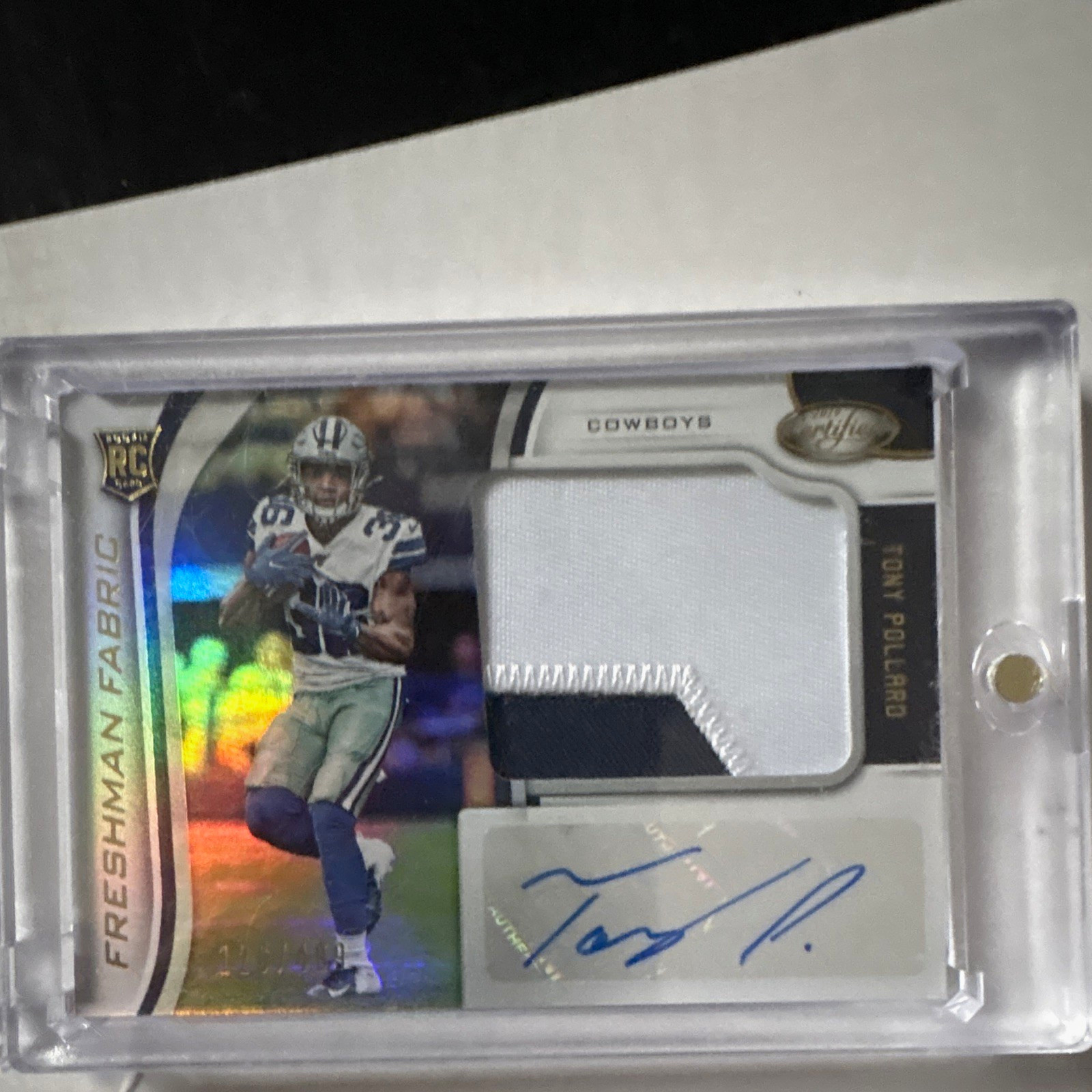 Panini 2019 Certified Tony Pollard Freshman Fabric Mirror Auto Patch RC /499
