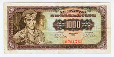 1963 Yugoslavia 1000 Dinara CO781763 Paper Money Banknotes Currency