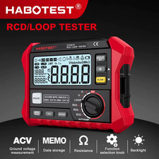 HABOTEST HT5910 RCD Loop Tester Trip Time Current Resistance Meter USB LCD