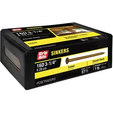 3-1/4 In. X 9-Gauge 16-Penny Vinyl Coated Smooth Shank Sinker Nails 1 Lb. Box